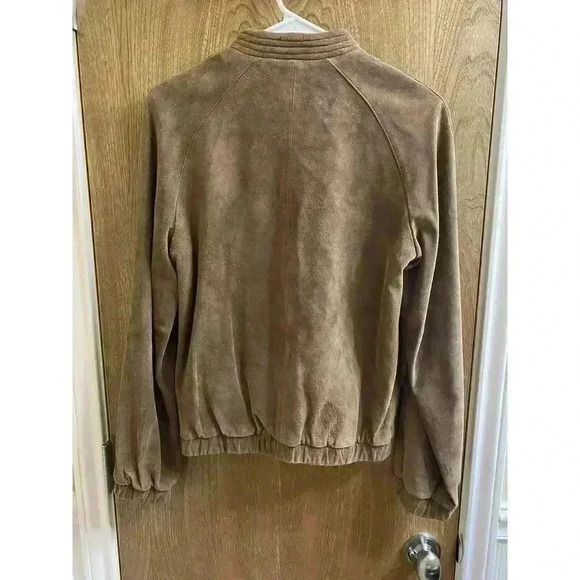 Vintage Di Vinci Suede Leather Jacket Button-up Tan Size 7/8 Heavy - Picture 9 of 12